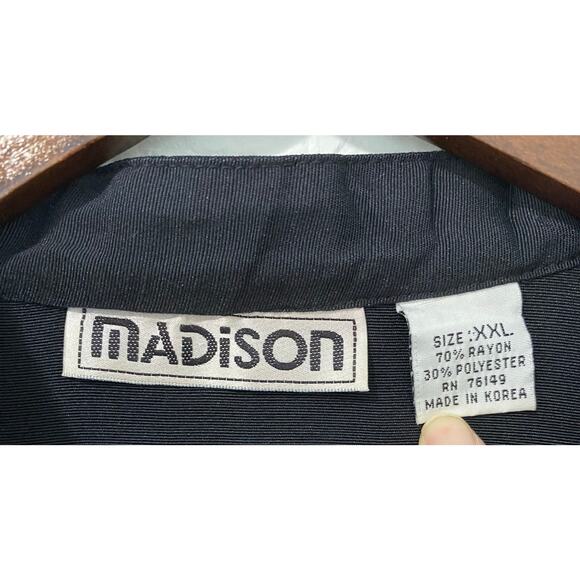 Vintage Madison Mens Shirt XXL Black Long Sleeve Decorative Buttons John Wayne - Picture 3 of 8